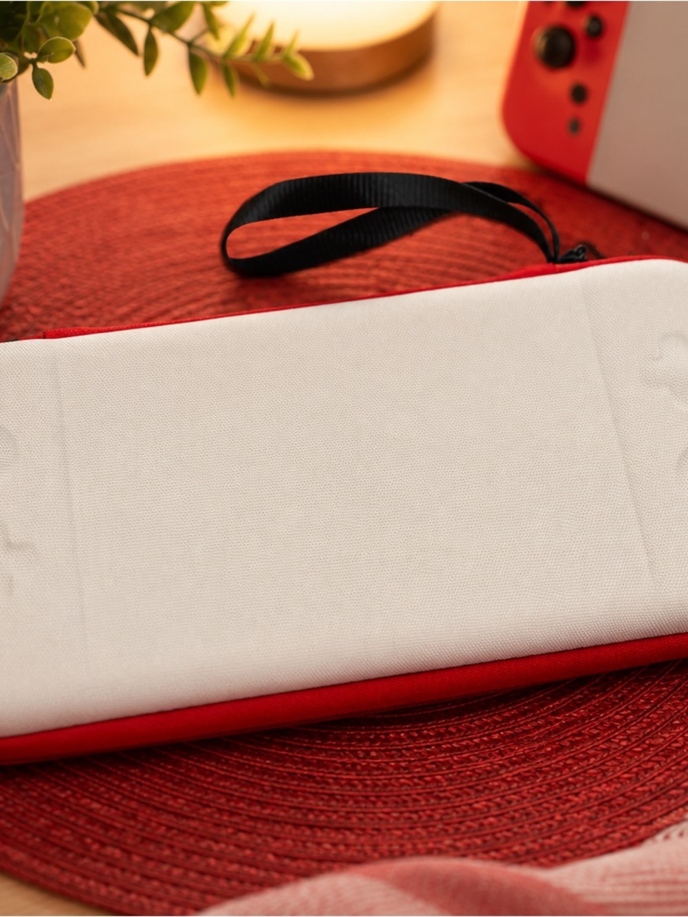 Portable White & Red video game carrying case